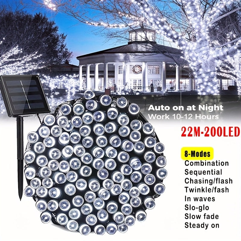 Solar String Lights Outdoor LED – 39/50/72/100/105FT Spherical Bulb & Warm/Cool White with Remote Control | IP65 Waterproof 12-Hour Solar Powered Fairy Lights for Patio, Garden & Festival Decoration