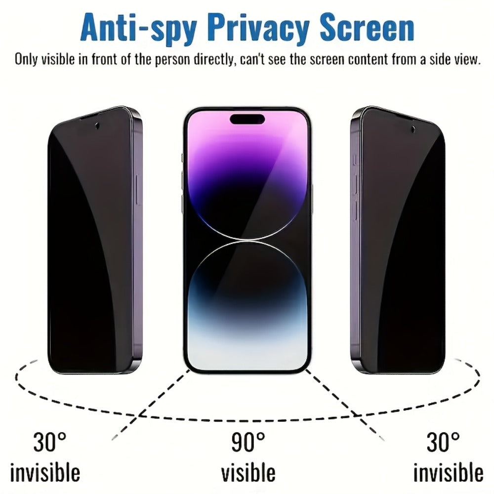 Privacy Screen Protector 6-Pack for iPhone – 3 Anti-Spy 9H Tempered Glass + 3 Camera Lens Protectors, Bubble-Free Full Coverage, Face ID Compatible, iPhone X 11 12 13 14 15 16 Pro Max Plus
