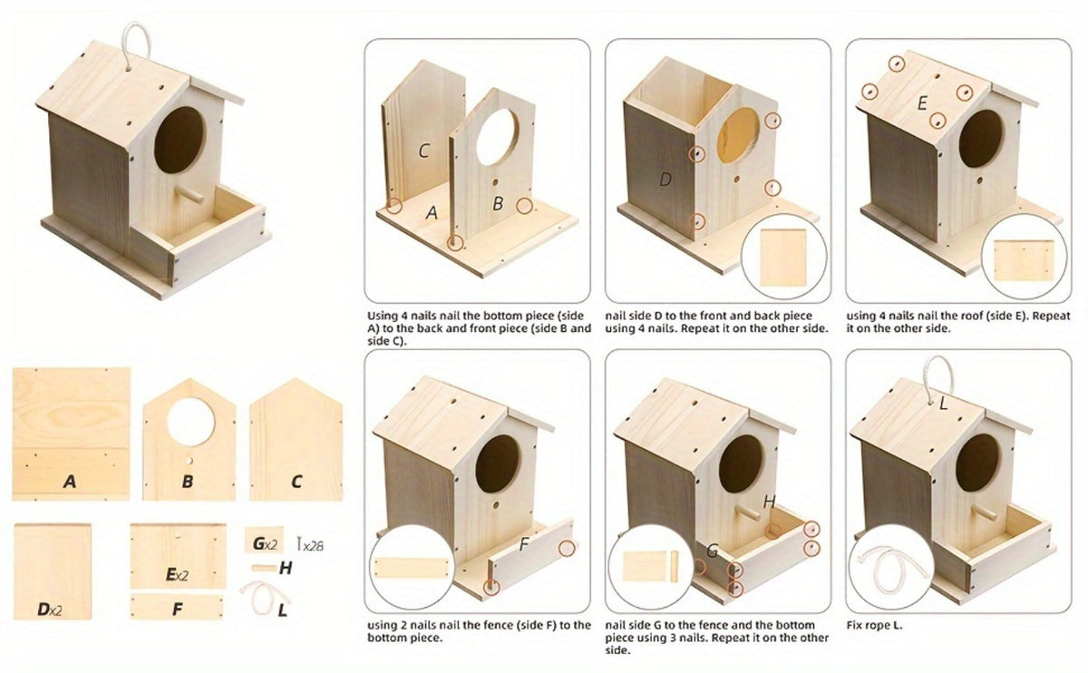 Wooden Birdhouse Building Kit for DIY Build-and-Paint Craft Projects