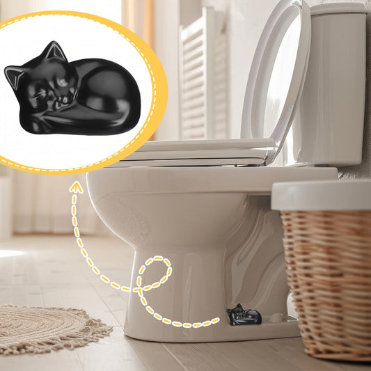 Toilet Bolt Caps, Black Cat Ceramic 2-Pack for Decorative Bathroom Hardware