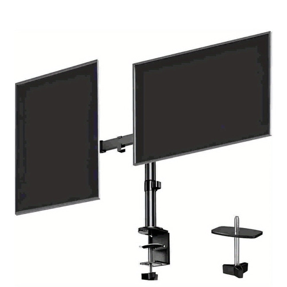 Adjustable Dual Monitor Arm for 13-32 Inch Screens, VESA 75x75/100x100mm, 45° Tilt 90° Swivel 360° Rotation, 17.6 lbs per Arm, C-Clamp & Grommet Mount, Cable Management, Space-Saving Home Office Desk Stand
