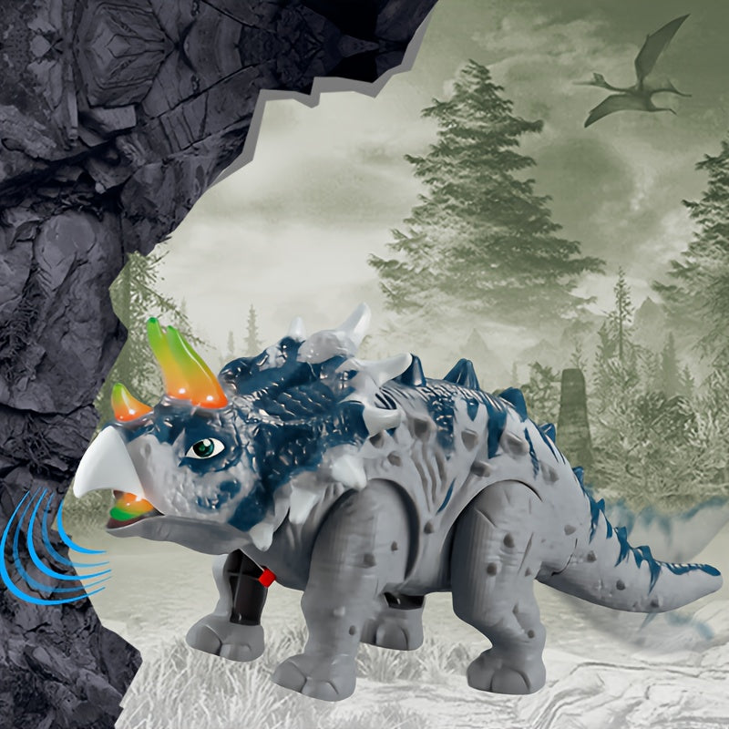 Walking Triceratops Dinosaur Toy with Lights and Roaring Sounds