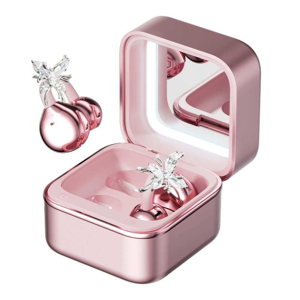 Butterfly Earring Wireless Earphones Open-Ear AI Translation HD Calls Touch Control Charging Case Non-In-Ear Jewelry Design Gaming Couple Headphones for iPhone Android Christmas Birthday Gift