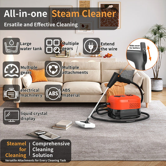Handheld Steam Cleaner with 9-Level Adjustment, LCD Display and 1200 mL Tank
