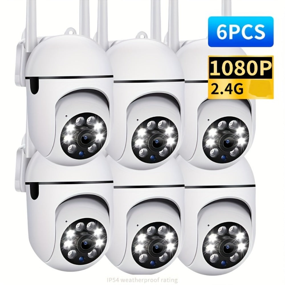 6-Pack Indoor Security Camera 1080P Full HD, 355° Pan Tilt, Night Vision, Two-Way Audio, Motion Detection, WiFi, USB Powered, App Control – Home Security System