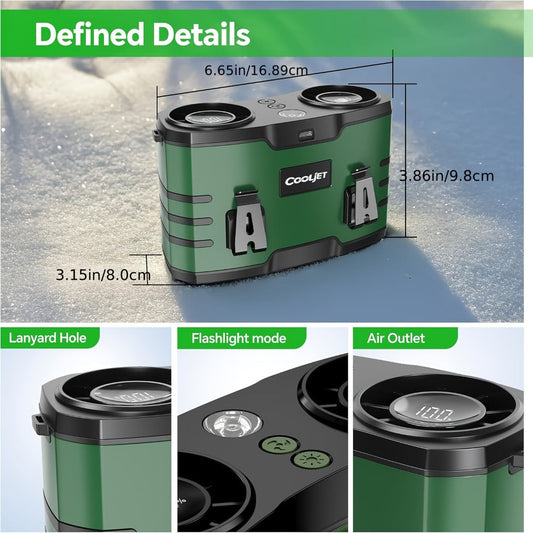Portable Waist Fan HY-8022, 20000mAh Dual-Vent Design with 10 Speeds & USB-C