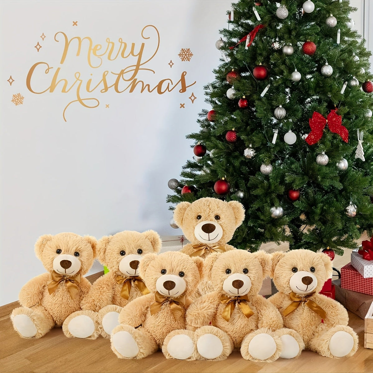 Mini Teddy Bears Set of 6 – Cute Small Khaki Stuffed Animal Plush Bears for Party Favors, Birthday Gift Bags, Classroom Prizes & Kids Toddlers Girls Boys