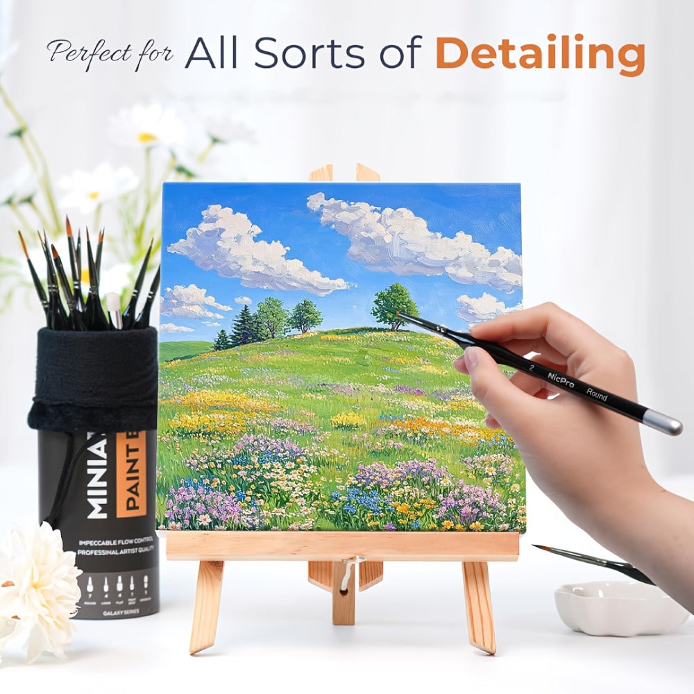 Miniature Paint Brush Set 16 & 24 Pcs – Professional Fine Detail Painting Kit with Brush Holder & Carry Bag | Acrylic Watercolor Oil Warhammer DnD Model Brushes | Gift for Artists Hobbyists Ages 14+