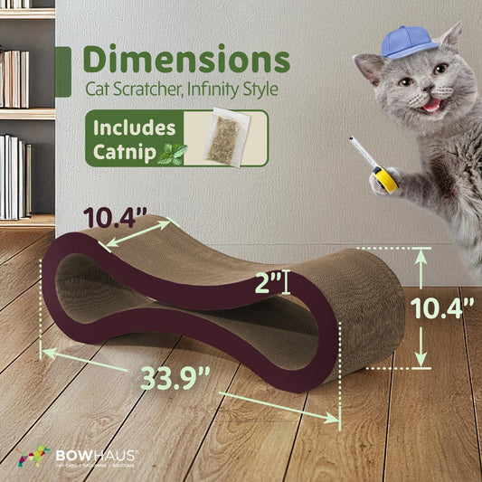 Cat Scratcher Lounger, Reversible Infinity Cardboard Design, 33.9 Inches