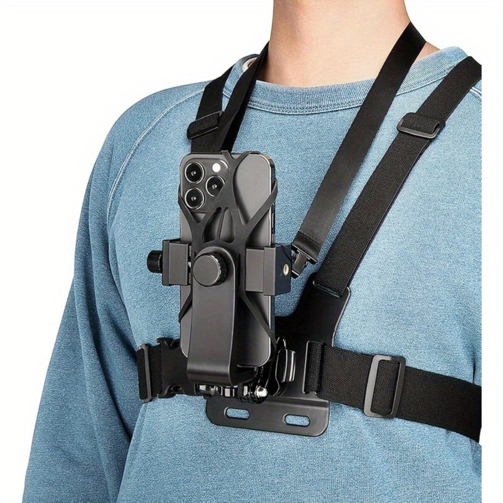 Chest Mount Harness for GoPro Hero 13 12 11 10 9 8 – Adjustable POV Chest Strap for Insta360 X4 X3 DJI Osmo Action 4 3 iPhone Samsung Phone – Hands-Free Camera Holder for Bike Kayak Fishing Hiking Vlog