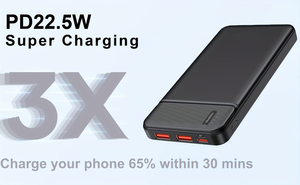 10000mAh Slim Power Bank PD 22.5W Super Fast Charging – Dual USB-A Output, 20W USB-C Input/Output, Lightweight Travel Portable Charger for Smartphones, Tablets & Heated Clothes, Gift for Men & Women
