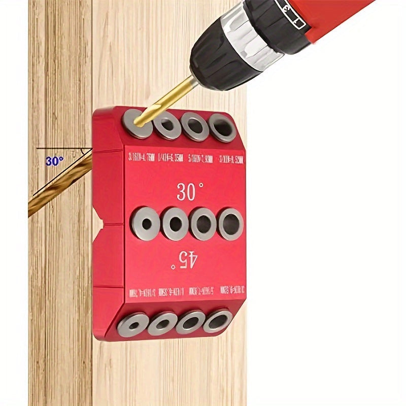 Metal Drill Guide Jig 30° 45° 90° with Allen Wrench – Precise Multi-Angle Drilling for Cable Railing, Lag Screw, Deck Post & Stair Handrail Installation