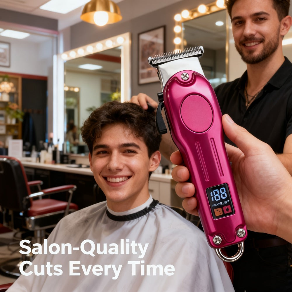 Cordless Hair Clipper Set for Men & Women — Professional Wireless Barber Clippers with T-Blade Trimmer, LED Screen, Adjustable Taper Lever, Rechargeable USB, Steel Blades, Home & Travel Grooming Kit