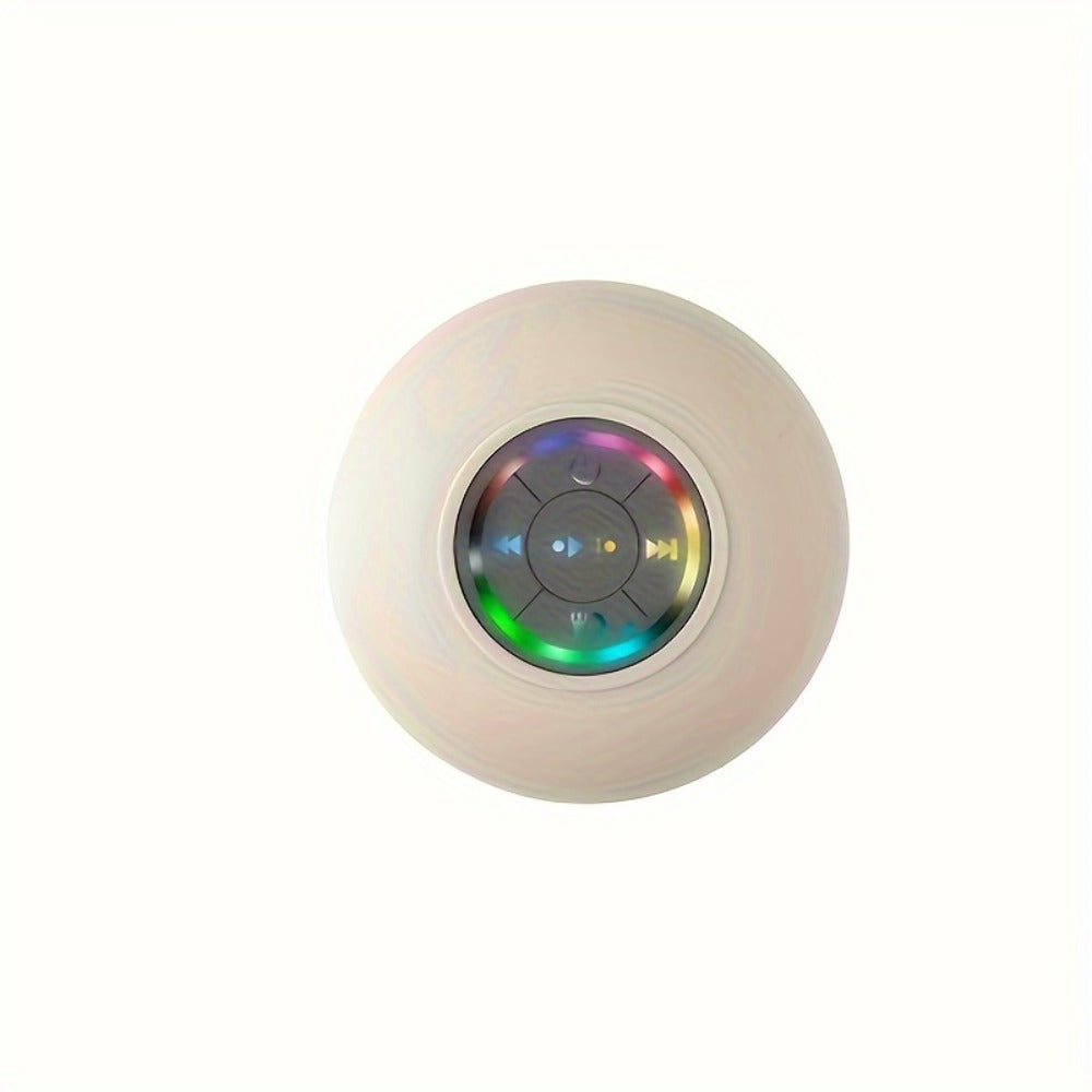 Bathroom Shower Speaker with LED Light – Wireless Bluetooth Speaker, USB Rechargeable 400mAh Battery, Suction Cup Mount, Button Control, Waterproof Design for Shower, Bath & Indoor Use