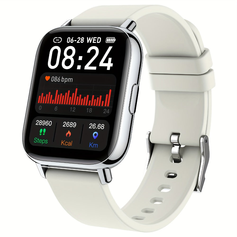 1.69 Inch Big Screen Smartwatch 100 Sport Modes Sleep Monitor Heart Rate Pedometer Fitness Tracker Compatible with Android iOS Unisex Men Women 7 Colors Off White Grey Black Pink Dark Blue Azure Purple