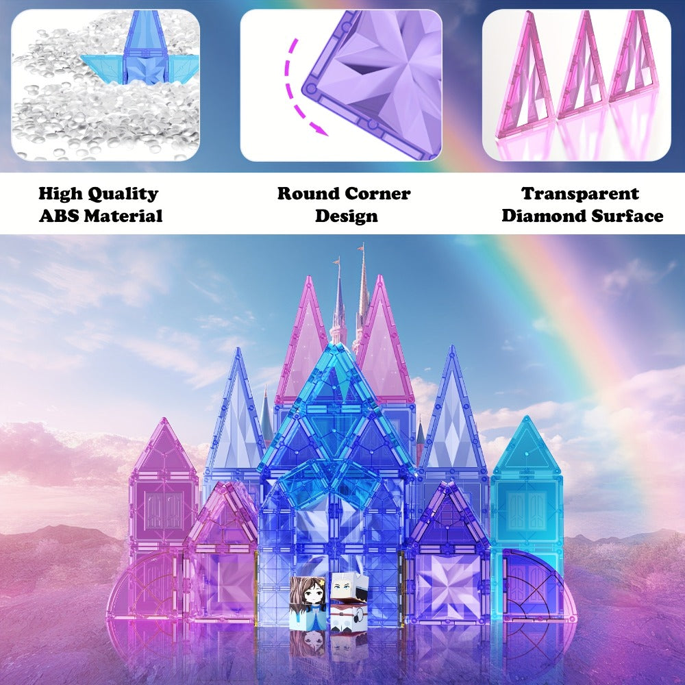 Magnetic Tiles Princess Ice Castle Set, 114 Pieces Magnetic Sheets for Ages 4-7