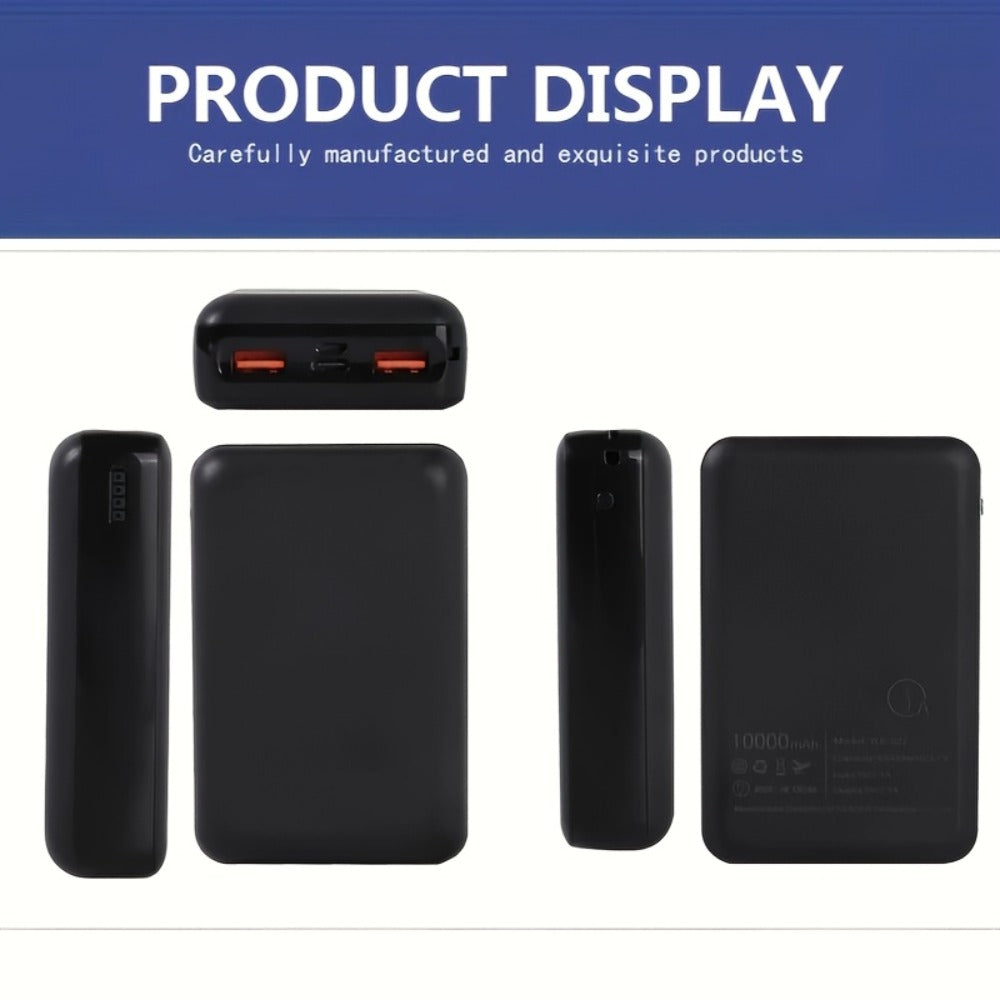 Dual USB Output Power Bank 10000mAh 5V 3A Polymer Lithium Rechargeable Battery Pack for Heated Clothing Heated Jacket Vest Hoodie Pants USB-C Micro Input LED Indicator Compact Portable Charger