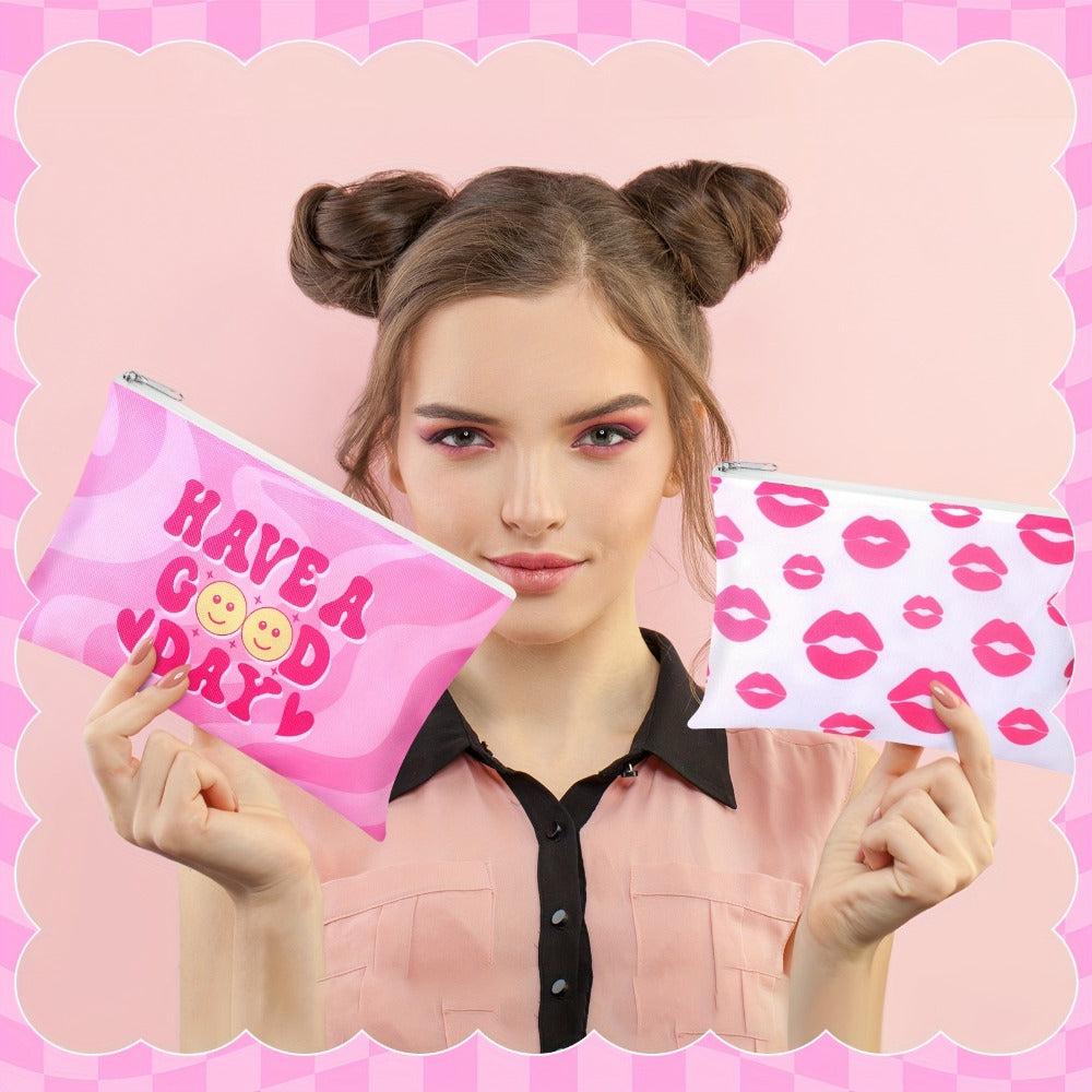 Bulk Cosmetic Bags 24-Pack Pink Howdy Western Zipper Makeup Pouches Party Favor Set for Women Girls Birthday Bachelorette Bridal Shower Travel Toiletry Organizer Gift