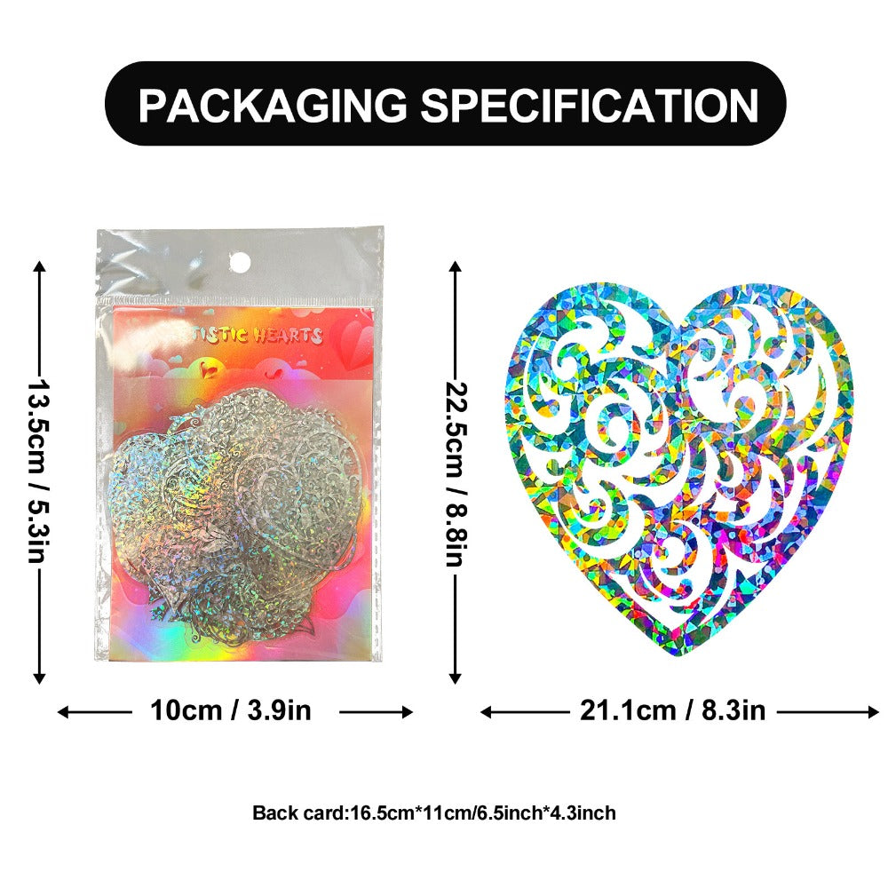Holographic Heart Stickers 50pcs Laser Sparkling Love Decals for Laptop Phone Water Bottle Guitar Car Luggage – Party Favor Valentine DIY Scrapbook Gift Pack