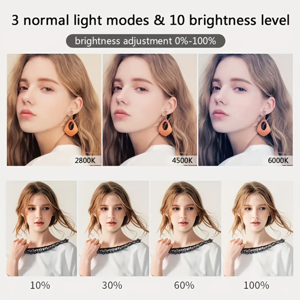 LED Ring Light with Phone Holder USB Powered, 3 Color Modes Adjustable Brightness, Clip-On Selfie Ring Light for Video Recording Live Streaming Makeup Zoom Calls TikTok