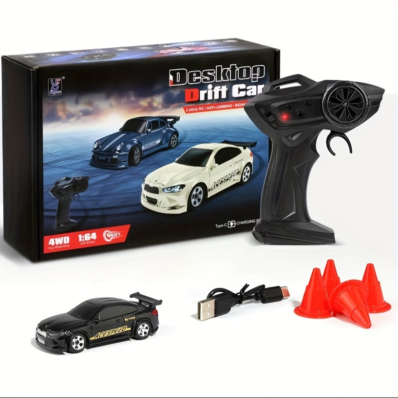 1:64 Scale 4WD Mini RC Drift Car with LED Lights