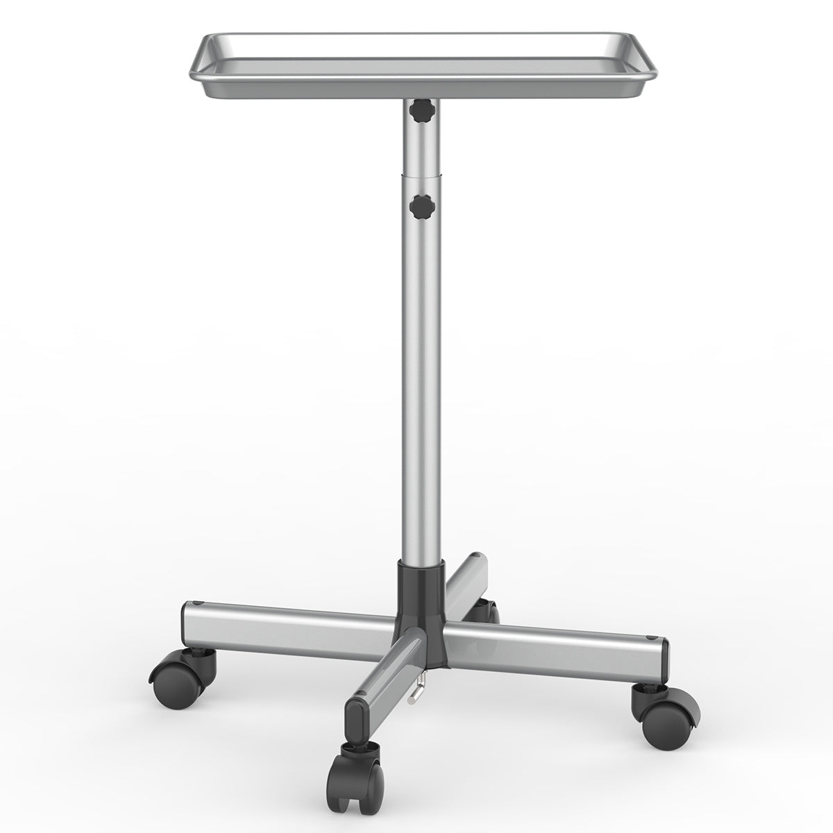 Salon Trolley Cart Height Adjustable 30 to 42 Inch Rolling Tray Table on Wheels Lockable Casters for Hair Stylist Barber Esthetician Nail Salon Spa Beauty Station Silver