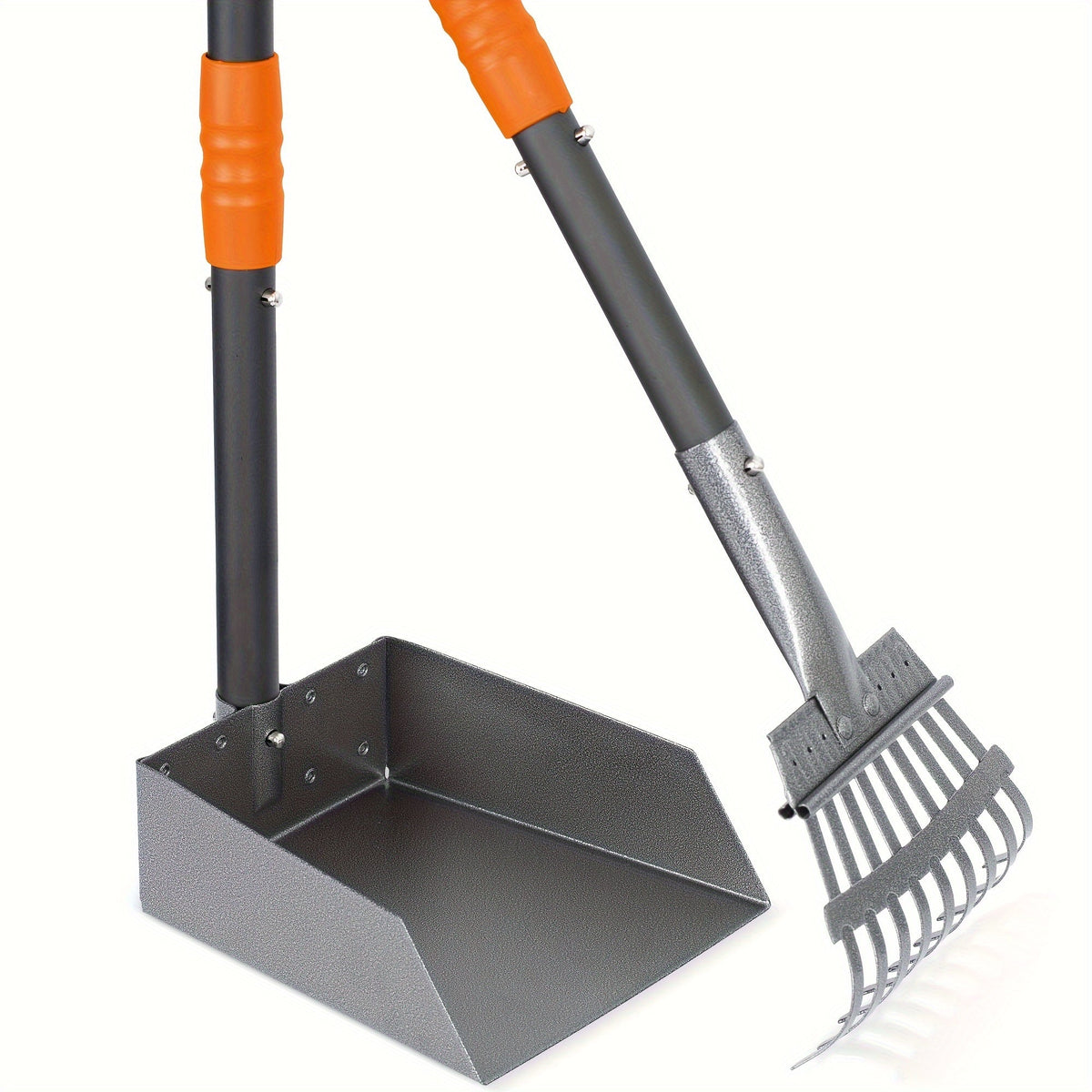 Dog Pooper Scooper Set Stainless Steel – Rust-Proof Tray & Rake with Adjustable Handles, Easy-Clean Pet Waste Removal Scoop for All Breeds, Multiple Colors Available