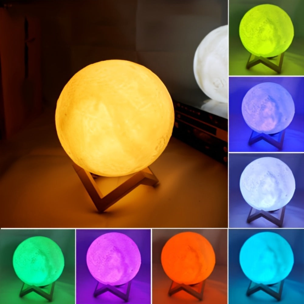 3D Moon Lamp Night Light 16 Colors 148 Modes Remote Control - USB Rechargeable Lunar Moon Light with Wooden Stand for Bedroom Decor Birthday Christmas Valentine Anniversary Gift for Her Him Kids 5.9"