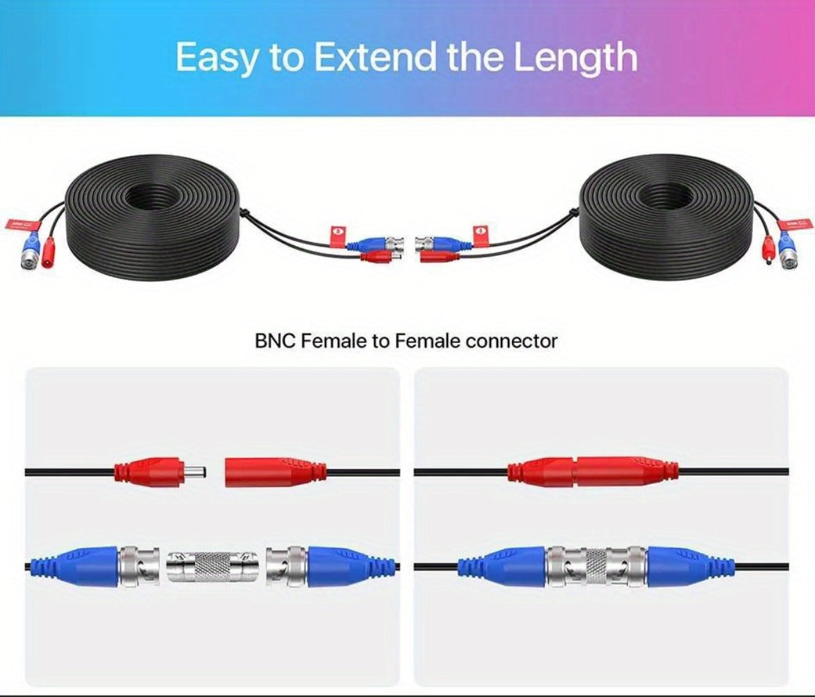 CCTV BNC Cable 4-Pack 100ft 30M, ZOSI Video Power 2-in-1 Security Camera Cable with BNC Connector and DC Plug, 100% Pure Copper, Plug and Play for DVR Security Surveillance System, Black