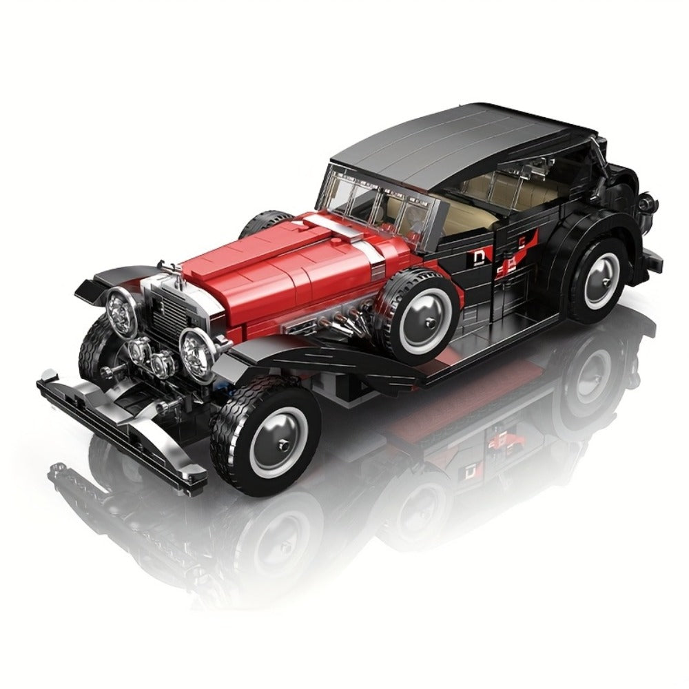 Mould King 10114 Vintage Classic Car Building Block Set, 1308 Pcs Red Display Model