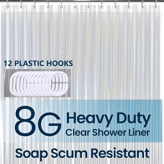 Clear PEVA Shower Curtain with Metal Grommets, Single and 2-Pack Options