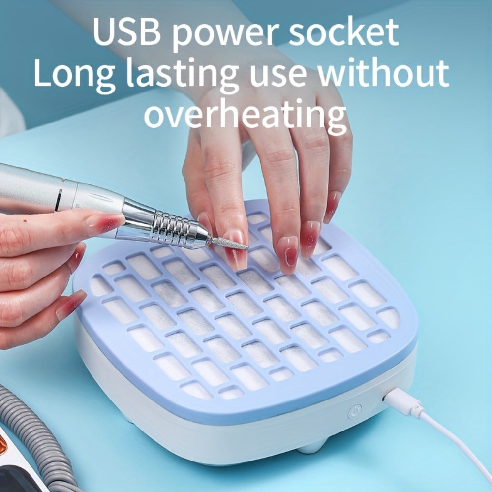 Nail Dust Collector Mini USB Electric Vacuum Cleaner with 10 Filter Pads & Strong Suction – Portable Nail Dust Suction Machine for Acrylic Gel Filing, Home Nail Station, Salon & Travel, White Pink Blue