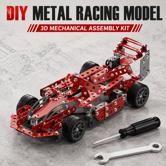 Motorized Model Car Building Kit, 283-287 Pcs with All-Terrain Tires and Openable Hood