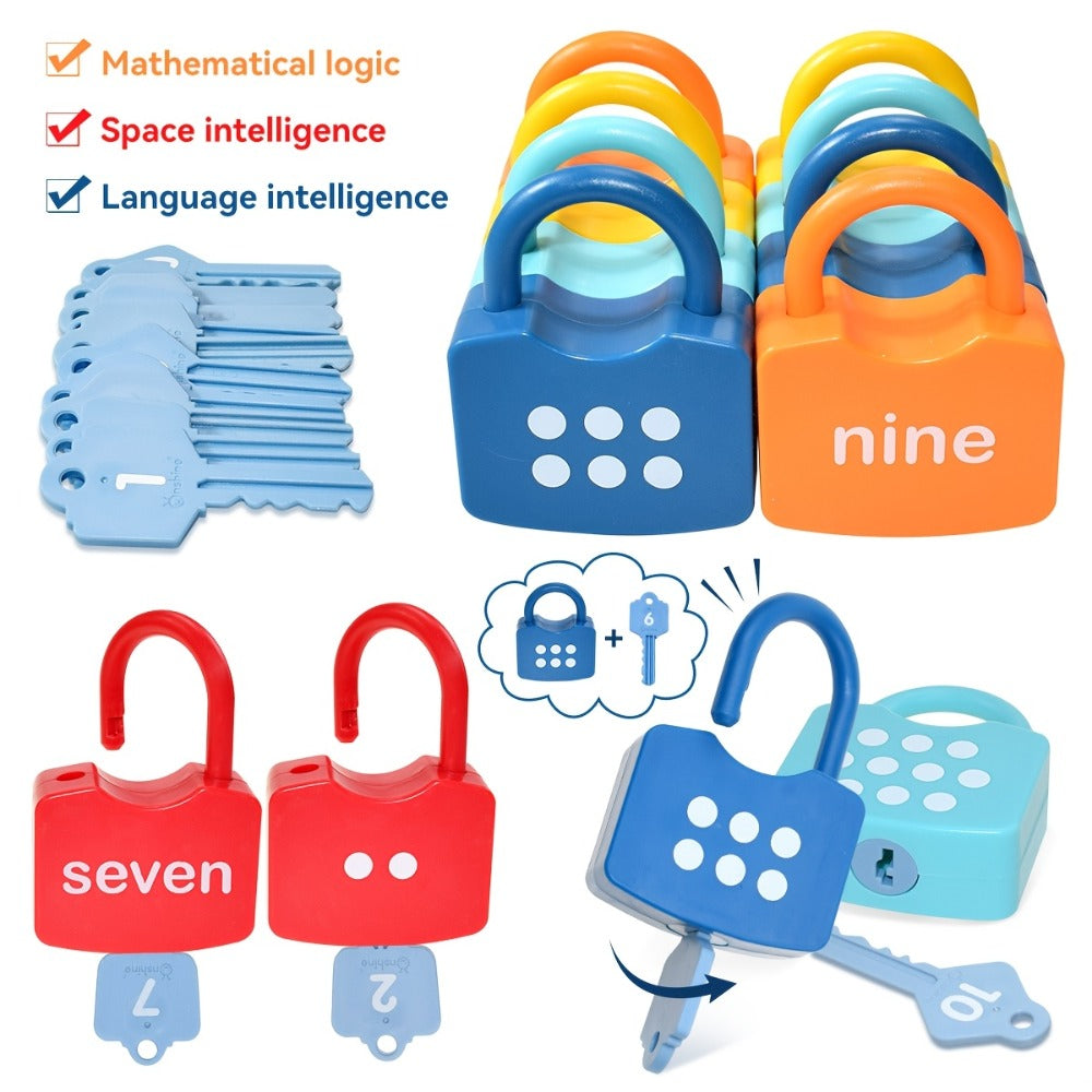 Preschool Math Lock and Key Counting Toy 10 Sets — Number Recognition Manipulative for Kids Ages 3-5, Color-Coded Kindergarten Math Activity, Montessori Hands-On Learning Toy, Birthday Christmas Gift