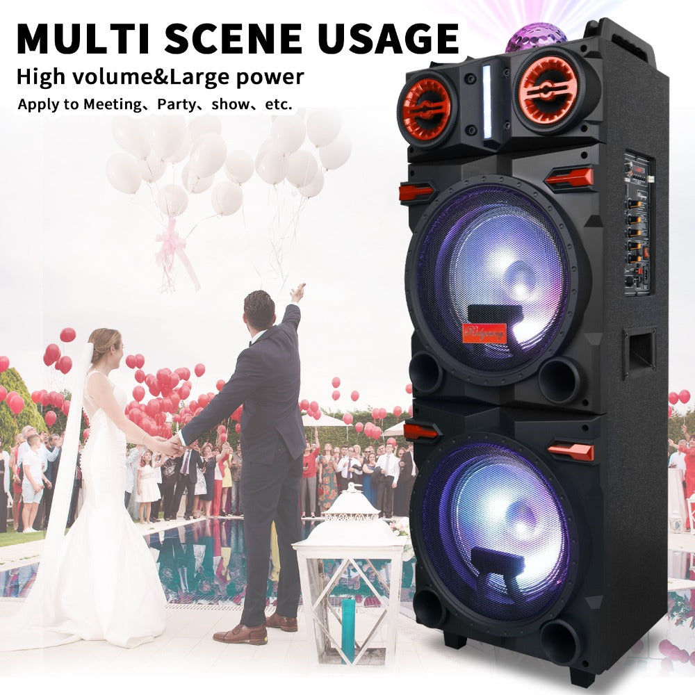 Karaoke Party Bluetooth Speaker with Sound Reactive Lights, 1000W Peak DJ Subwoofer Stereo Boombox, USB SD AUX FM Radio, Telescopic Rod Remote Control for Outdoor Indoor Party