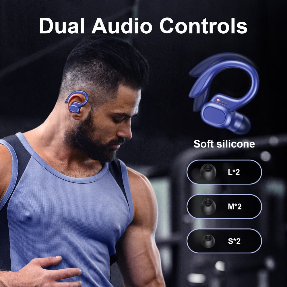 Colorful Sport Earhook TWS Earbuds Bluetooth 5.4 LED Digital Display Charging Case Touch Control Stereo In-Ear Wireless Sport Headset Black Red Blue