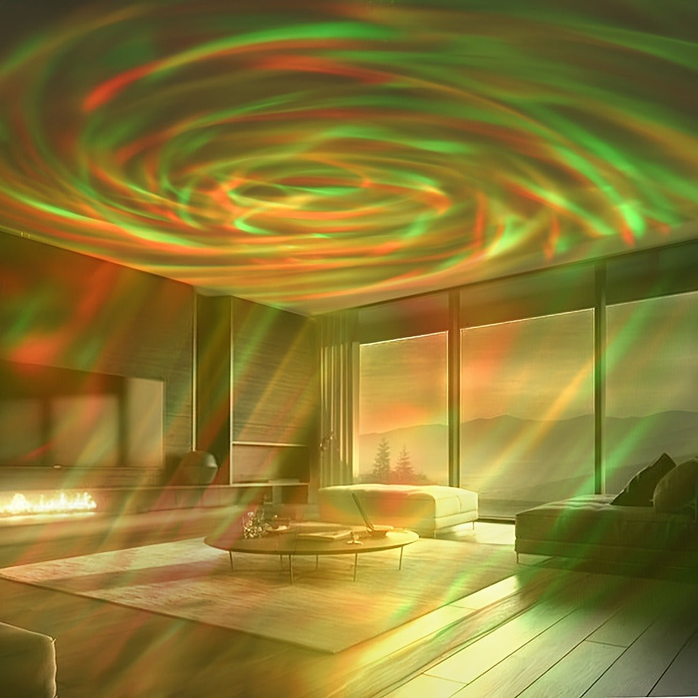 Aurora Borealis Projector Night Light 4-in-1 USB – Star Galaxy Ocean Wave & Spiral Aurora Modes, Bedroom Ceiling Ambient Lamp for Gaming Room, Home Decor & Laptop Compatible