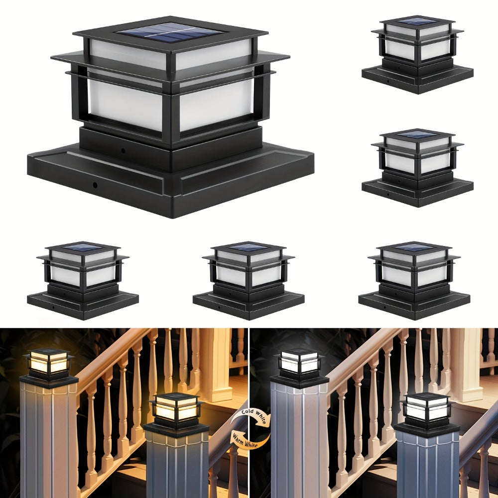 Solar Post Cap Lights for Fence Deck 6 Pack - Outdoor Bright LED Waterproof Auto Dusk to Dawn for Garden Porch Patio Stair Railing Newel Post Driveway Pillar Decoration