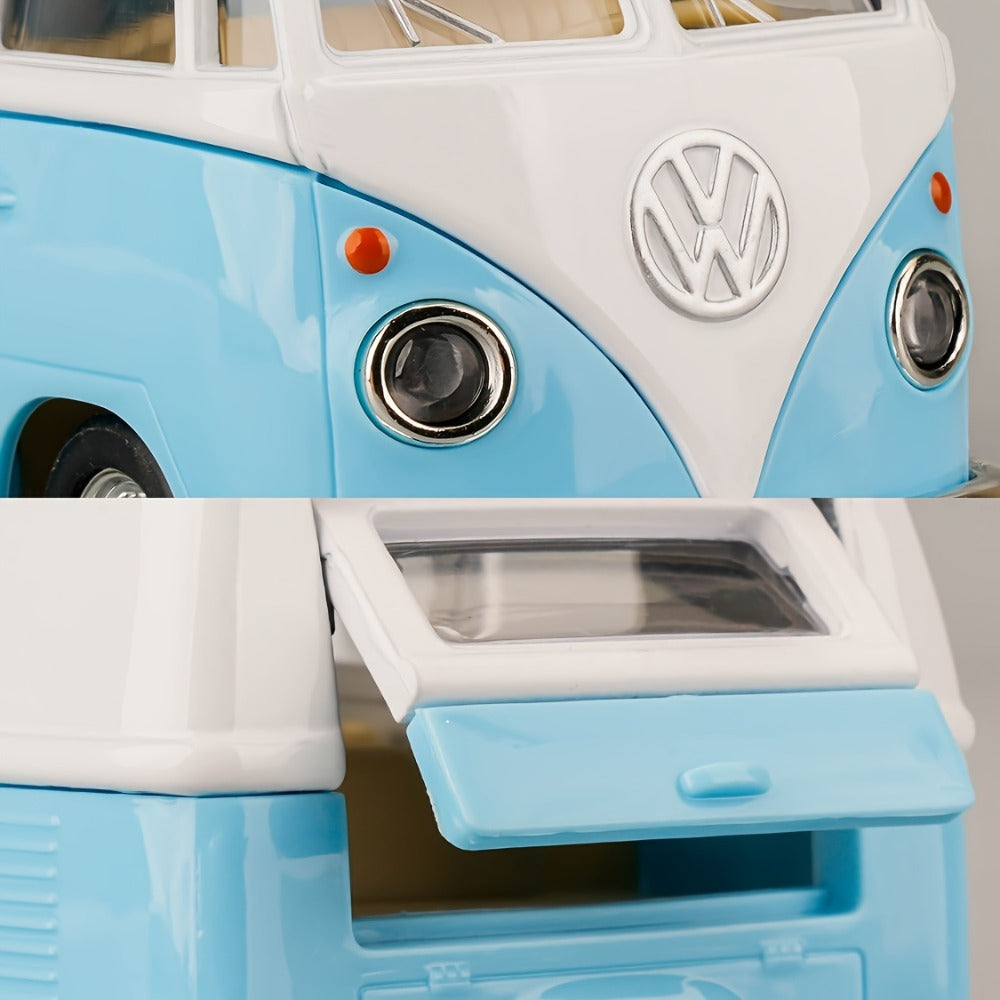 Volkswagen T1 Bus Diecast Model Car, 1:36 Scale Zinc Alloy Pullback with Detailed Interior