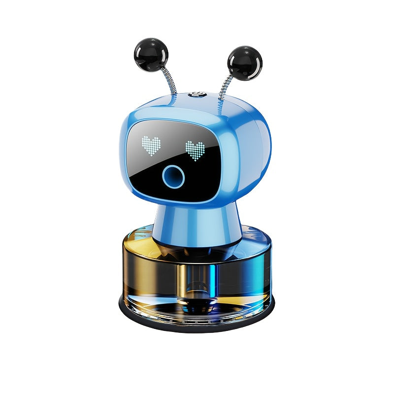 Robot Car Air Freshener Auto Spray – AI Dynamic Expression, 4 Fragrance Gears, Car Start/Stop Trigger, 5 Scents, Cool Vent Clip Car Decoration Gift for Men & Women