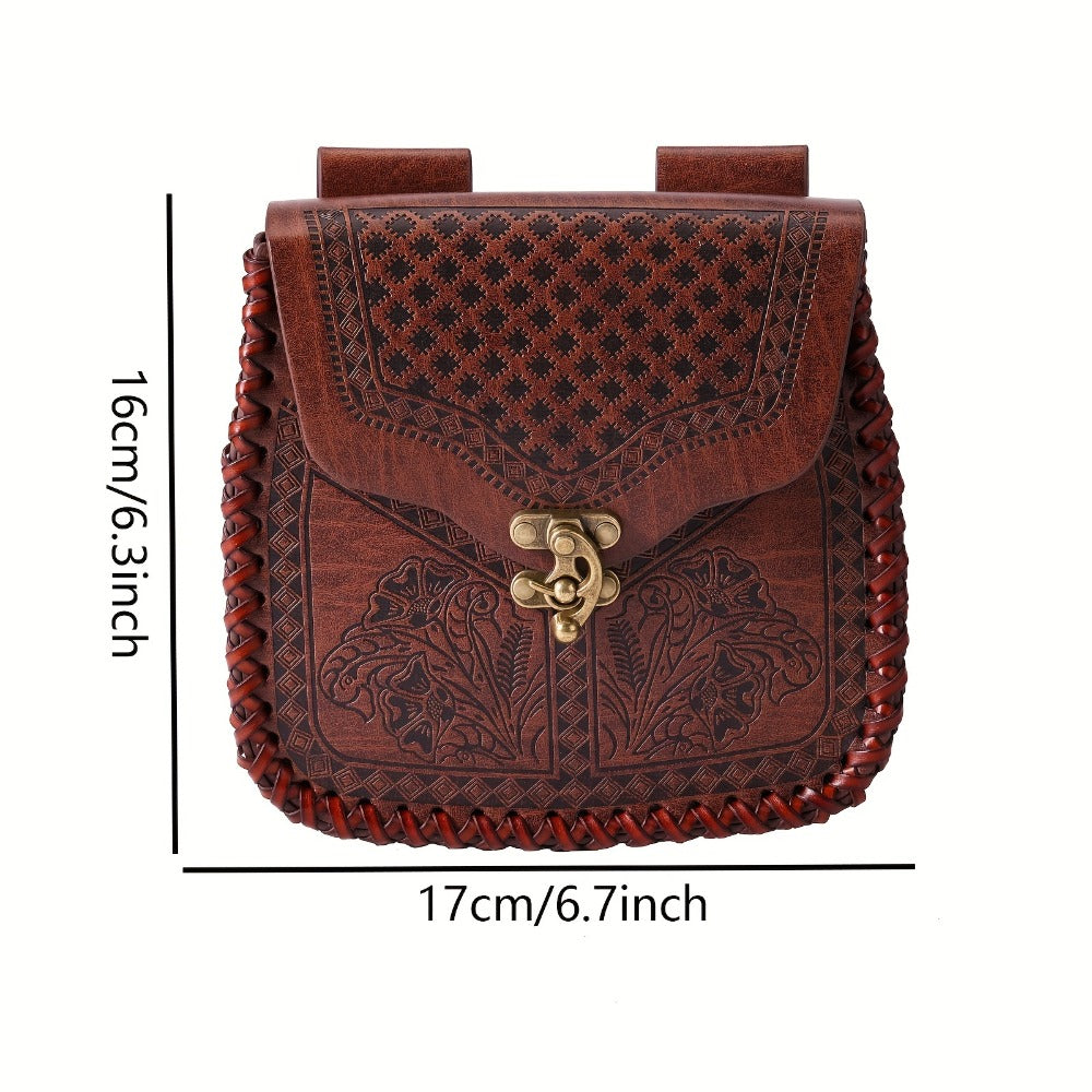 Dragon-Embossed Faux Leather Waist Bag for Renaissance Faire and Cosplay