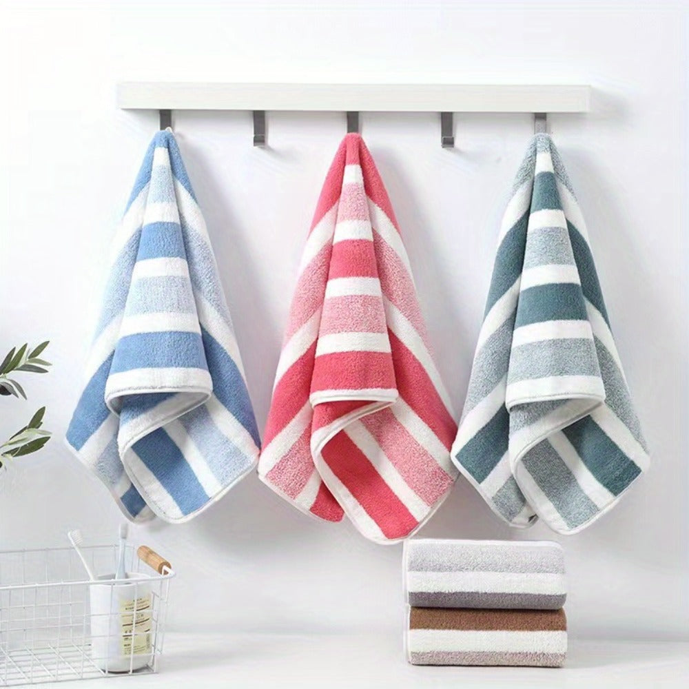 Hotel Towel Set 8 Piece No Hair Loss 280GSM - Five Star Standard Two-Color Striped Super Soft High Absorbency | 2 Bath Towels 2 Face Towels 4 Hand Towels | Grey Red Green | Home Bathroom Spa Gift