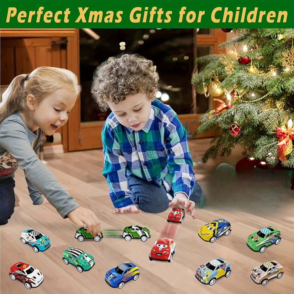 Mini Die-Cast Car Set with 54 Pull-Back Cars, 2 Stunt Cars & Play Mat