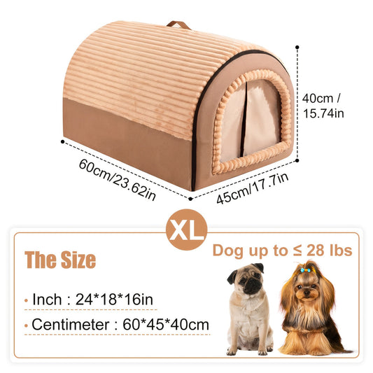 Enclosed Pet Tent Bed with Removable Washable Cushion for Dogs and Cats, Brown, L–3XL