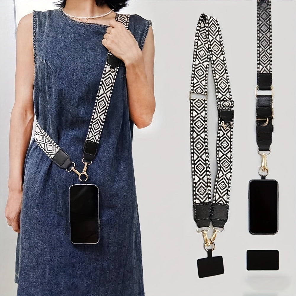 Phone Lanyard Crossbody Strap with Zipper Pouch & Beaded Charm Adjustable Hands-Free Cell Phone Shoulder Strap – Universal Fit for Most Smartphones Women Teens Travel Daily