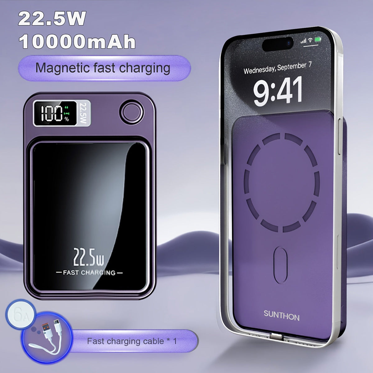 MagSafe Compatible Magnetic Wireless Power Bank 5000mAh 10000mAh – 22.5W PD20W Fast Charging Portable Charger with LED Display, Dual Output & Dual Input for iPhone 17 16 15 14 13 12 & Android