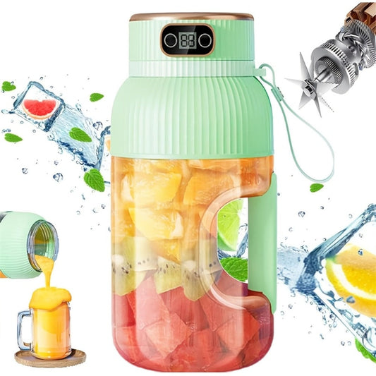 Portable Blender, 10-Blade USB Rechargeable Cup with Digital Display & Travel Cover