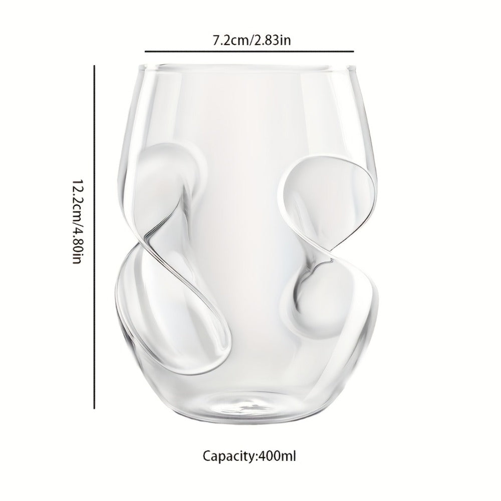 Geometric Twisted Cocktail Glasses 4 or 8 Pack – 400ml Wide Mouth BPA-Free Borosilicate Glass – Festive Drinkware for Whiskey, Beer & Tea – Thanksgiving, Christmas, New Year & Oktoberfest