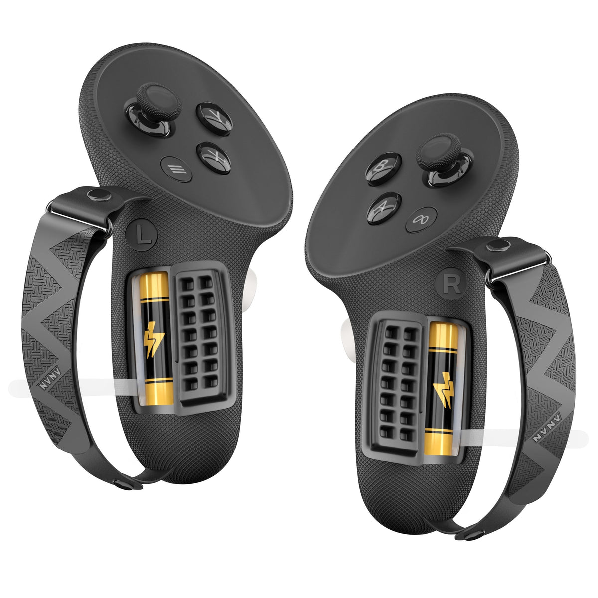 Meta Quest 3 & 3S Controller Grip Cover Silicone Hand Strap Protector - Anti-Throw Knuckle Strap Adjustable Battery Opening VR Controller Accessories for Meta Quest 3 and Quest 3S