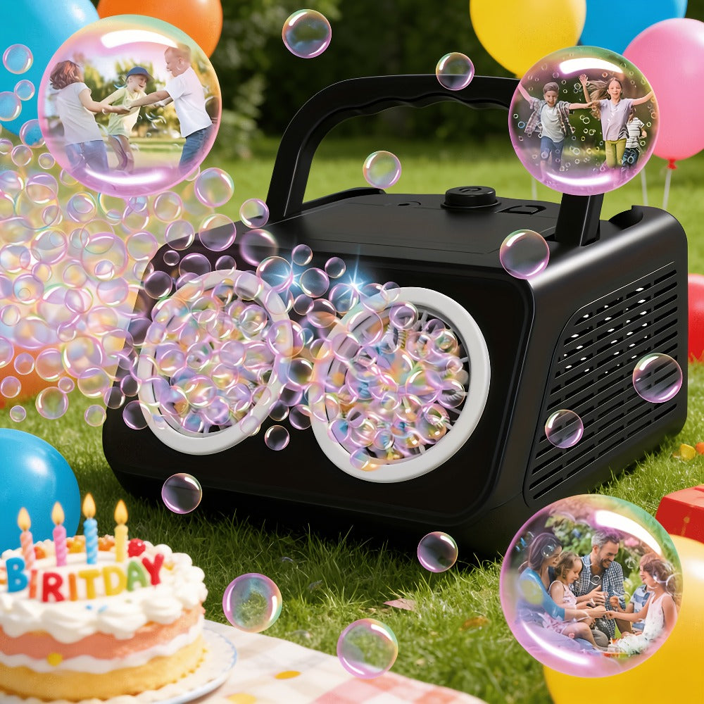 Automatic Bubble Machine Plug-in or Battery Operated – Dual Fan 20000+ Bubbles Per Minute, Indoor Outdoor Bubble Blower for Kids Birthday Party, Portable Bubble Maker with 14 Modes for Boys Girls